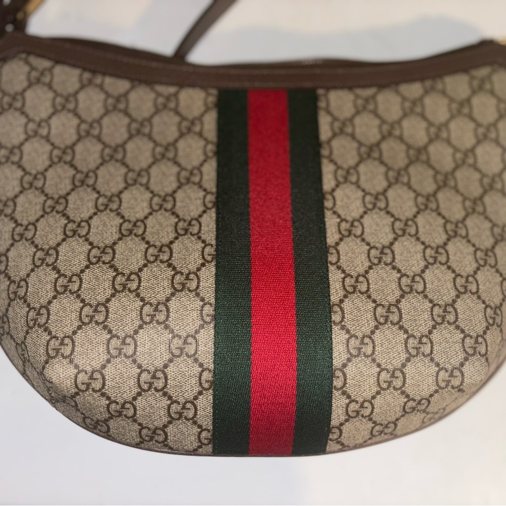 Gucci Beige and Brown Shoulder Bag with Red Stripe - Picture 5 of 7